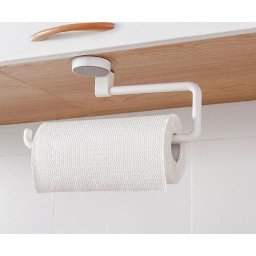 Kitchen Self-adhesive Accessories Under Cabinet Paper Roll Rack Towel Holder Tissue Hanger Storage Rack For Bathroom Toilet