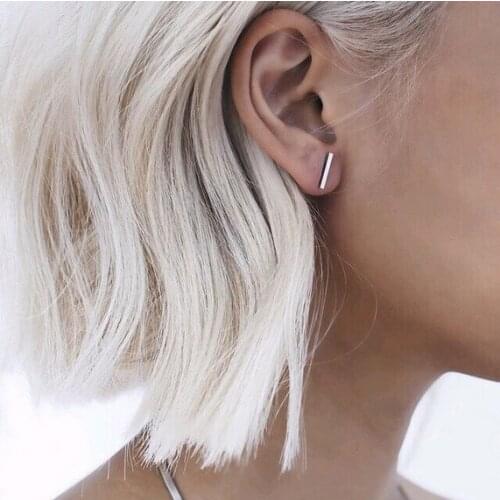 Wholesale 10 pairs /Bar ear studs, simple geometric cylindrical earrings, 3 colors, fashionable and simple studs gift, good luck