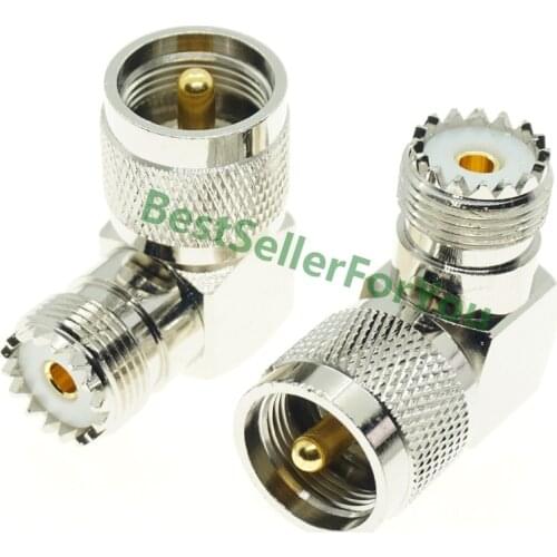UHF Male PL-259 PL259 Plug to UHF Female SO-239 SO239 JACK CONNECTOR Right Angle 90 Degree RF Adapter