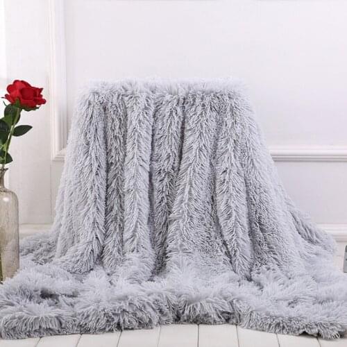 Super Soft Blanket Long Shaggy Fuzzy Fur Faux Throw Blanket Gift Sofa Thick Blankets Warm Bed Sherpa Elegant Fluffy Pillowcase
