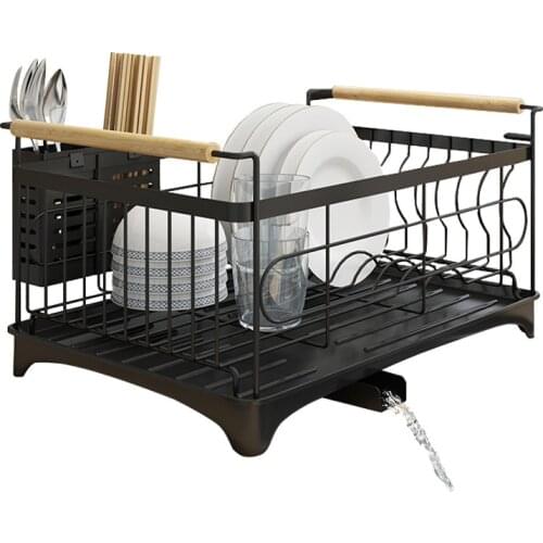 Dish Rack Bowl Holder Kitchen Sink Drying Shelf Cutlery Drainer Dish over Organizer Drain Rack with Chopsticks Cage