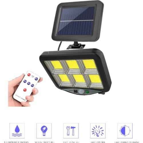 Seperable Solar Lights Outdoor 120 COB LEDs Motion Sensor Light 6 reflectors Remote Control Wall Light 270 Wide Angle Flood Ligh