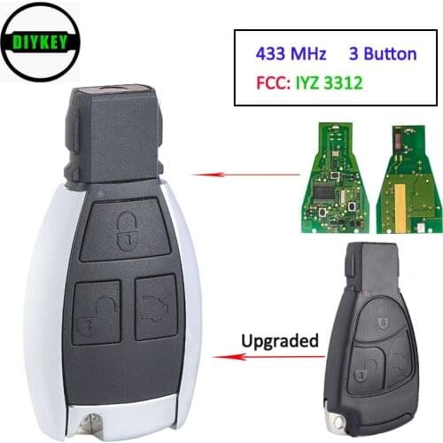 DIYKEY Upgraded Smart Remote Key Fob 3 Button 433Mhz for Mercedes-Benz B C E S Class 1998-2009, IYZ 3312