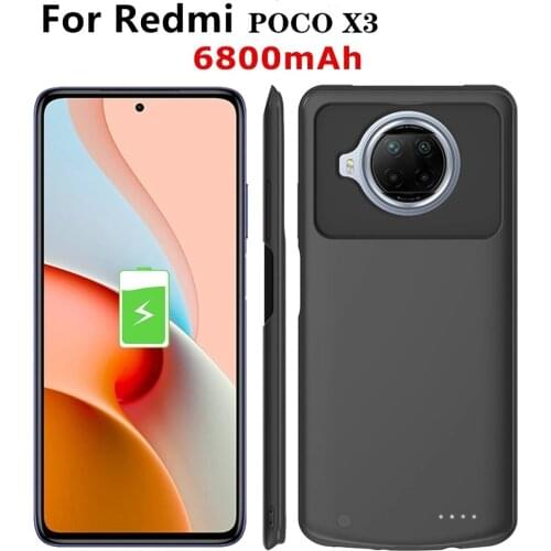 6800mAh Portable Power Bank Battery Charger Cases For Xiaomi Redmi POCO X3 Battery Case Battery Charging Cover For Pocophone X3