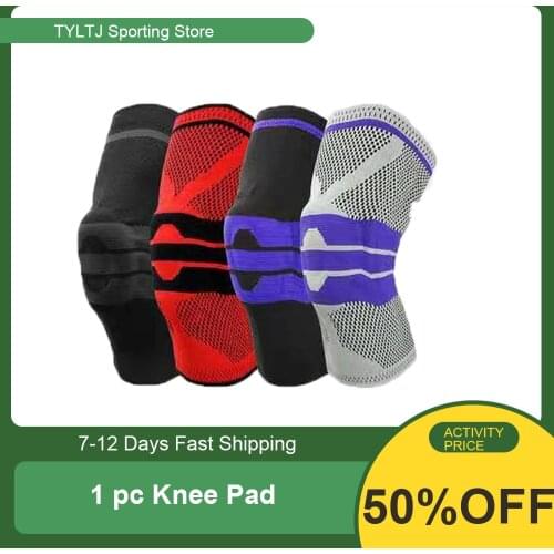 1 pc Knee Patella Protector Brace with Side Stabilizers Silicone Spring Gym Knee Pad Basketball Running Compression Knee Sleeve