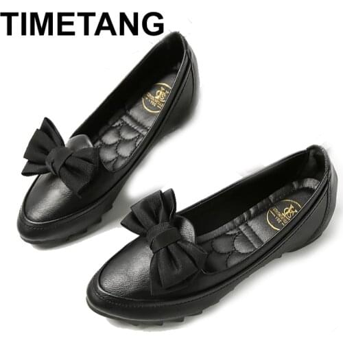 TIMETANGSpring Autumn Soft Sole Foldable Shoes Women New Cute Butterfly Knot Round Toe Women loafers Shallow Mouth Women Shoes