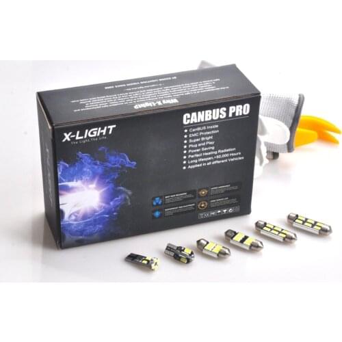 14PCS White Error Free LED Dome Light Map Light Interior Light Kit Package + License Plate Light for Cadillac XLR 2004-2009