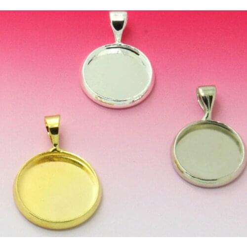 200PCS Silver Plated Pendant Blank Jewelry with inner 14mm Melon Seeds Bezel Edge Setting Tray for Cameo Cabochons