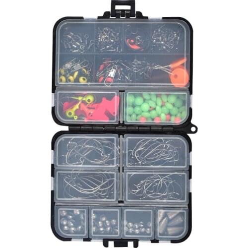 2021 Hot 205pcs Small Fishing Kits Hook Lure Fishing Tackle Compression Resistance Space Beans Connector Swivels Outdoor Fishing