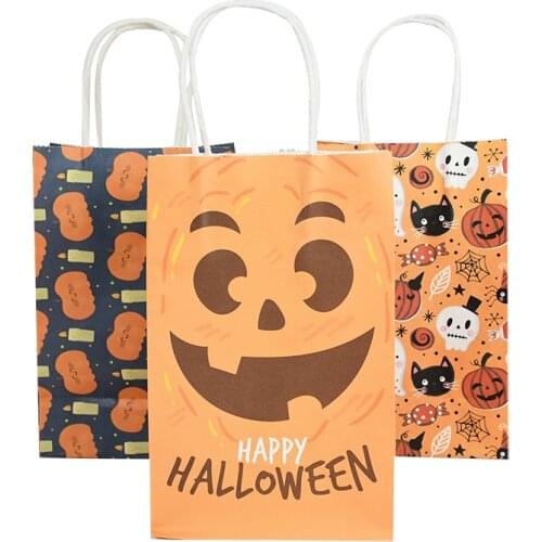 21cm Paper Gift Candy Package Bags Halloween Supplies Cartoon Pumpkin Gift Bags Kids Favors Halloween Night Portable Storage