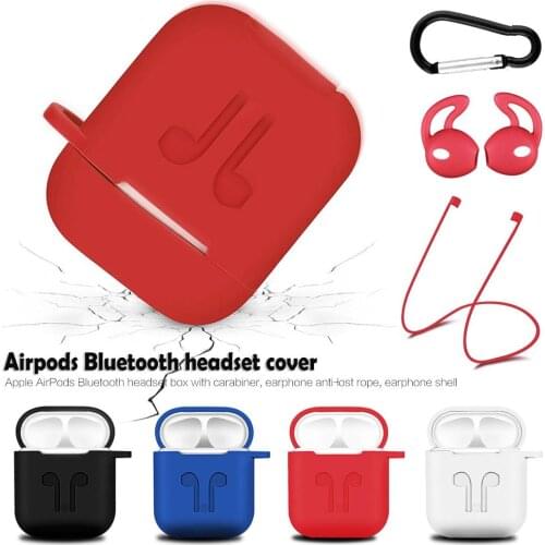 4in1 Non-slip Silicone Case Cover Earphones Pouch Protective Skin Anti-lost Wire Eartips Wireless Earphone Case For Apple AirPod