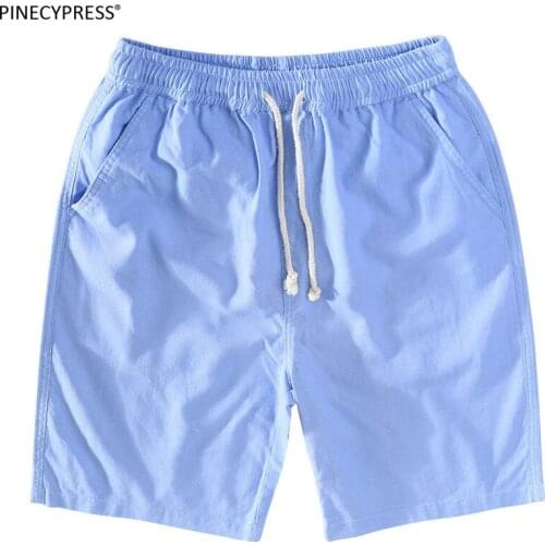 55% Linen 45% Cotton Breathable Anti-static Anti-pilling Men Summer Flax hemp Male Quality Beach Pockets Casual Man Shorts