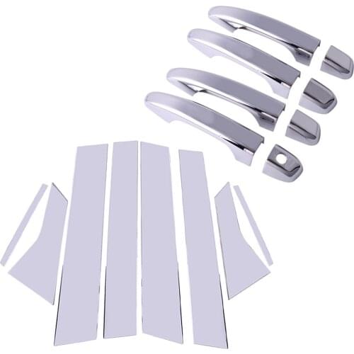 8pcs/Set Chrome Side Door Handle W-O Smart Keyhole + Pillar Post Cover Trim Set Fit for Honda Accord 2018 2019 2020