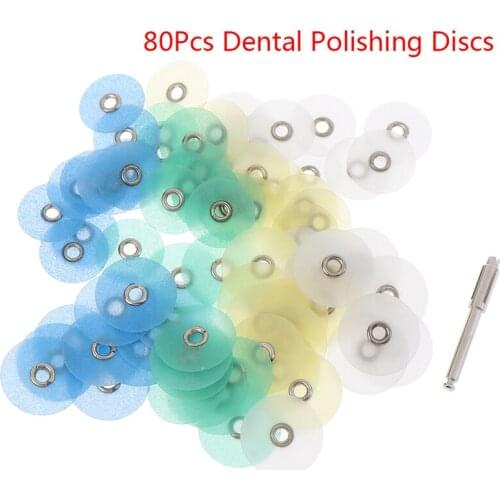 80pcs Finishing Dental Discs Resin Filling Material Dental Supplies Dental Polishing Strips Mandrel Set Dentist Tools