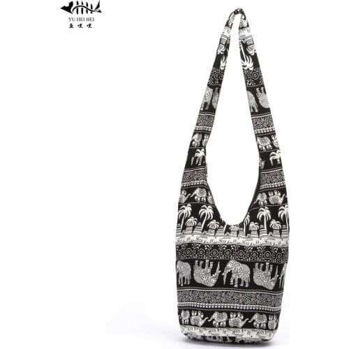 High Quality Bohemian Gypsy Handbags Bag Women Shoulder Crossbody Bags Girl Lady Hippie Bucket Travel Bag Cotton Canvas Bags