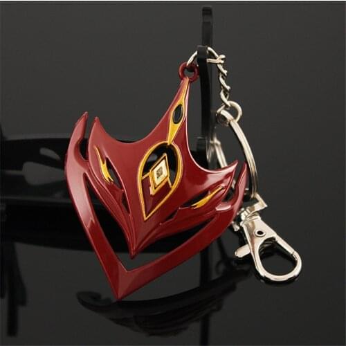 Genshin Impact Tartaglia Mask Cosplay Alloy Key Chains Keychain Metal Necklace Pendant Accessories Prop