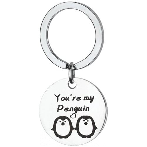 Oeinin Creative Keychain You're My Penguin Man Key Chain Bags Boy Letter Color Key Ring Alloy Lovers Pendant Accessories Brelok