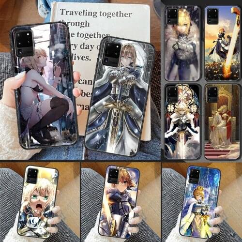 Anime Fate Zero Stay Night Saber Phone case For Samsung Galaxy Note 4 8 9 10 20 S8 S9 S10 S10E S20 Plus UITRA Ultra black soft