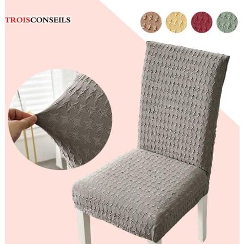 1/2/4/6Pcs Chair Cover Solid Color Jacquard Spandex Slipcover Protector Case for Kitchen Dining Room Elastic Chaise Chair Cover