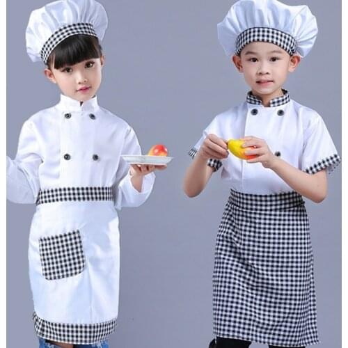 Kid Costume for Chef Uniform Jacket Children Cosplay Kitchen Restaurant Clothing Kindergarten Performance Boys Girls Clothes Set