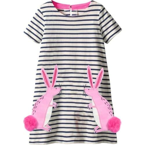Funnygame Summer Animals Girls Dresses Cotton Baby Clothing Stripe Princess Cute Dress for Kids Girls