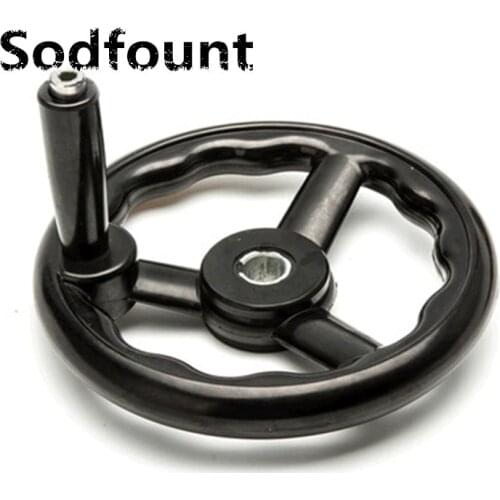 1pcs Black Milling Machine Lathe CNC 3D Printer Spoked Hand Wheel Wavy Round bakelite three handwheel 100/125/160/200/250mm