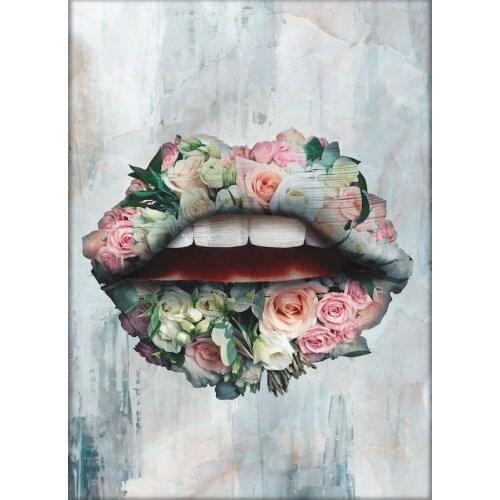 Gatyztory Frame DIY Painting By Numbers For Adults Kids Flower Lips HandPainted Oil Painting Canvas Drawing Home Decor Artwork