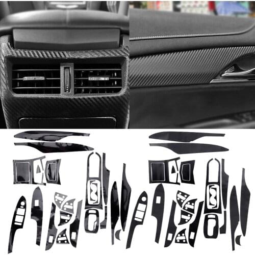 Car 21pcs Interior Door Instrument Console Cover Trim Sticker Kit Fit For Cadillac ATS-L 2014 2015 2016 2017 2018 Styling