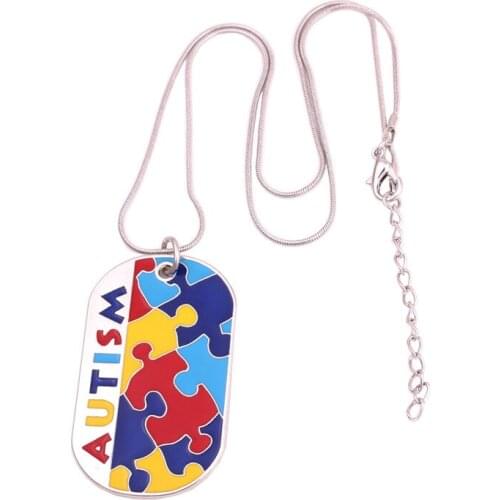 Classic Jewelry For Women Men Pendant Necklace Jigsaw Puzzle Pattern Autism Depression Style Zinc Alloy Provide Dropshipping