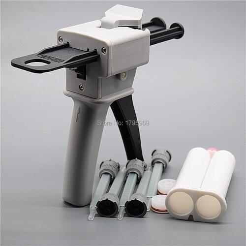 Glue Gun 50ml 1:2 AB Glue Caulking Gun with Mixing Nozzles 1:1 Empty Cartridge for 50ml 1:1 1:2 Round Type-Back Type AB Glues
