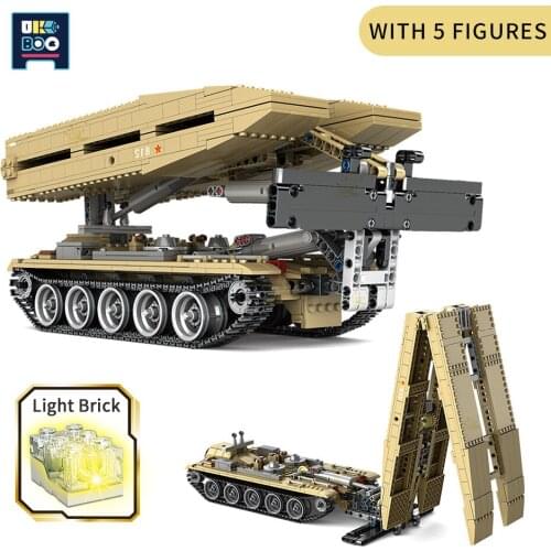1155pcs Military Type 84 Tank Bridging Truck Vehicle Model Building Blocks Army Soldiers WW2 Bricks Toys For Children Boys Gift