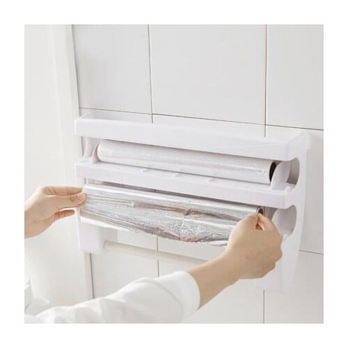 Kitchen Organizer Kitchen Tinfoil Paper Holder Clear Film Storage Rack Aluminum Foil Bottle Holder Storage Rack Kitchen Shelf
