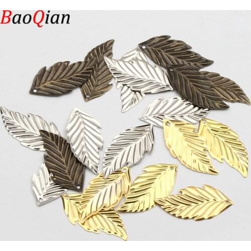 50PCS Metal Pendant DIY Tricolor Optional Leaf Shape Iron Making Earrings Jewelry Accessories 16x33mm
