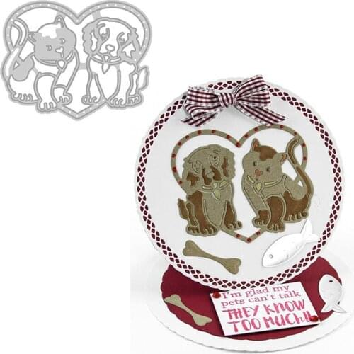 Lovely Dog and Cat Love Heart Warm Animals Metal Cutting Dies For DIY Scrapbooking Paper Cards Crafts Dies New 2019