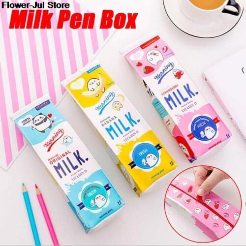 Cute School Case Korea School Pencil Case Milk Pencil Case Unusual Pencil cases For Girls Boys School Supplies