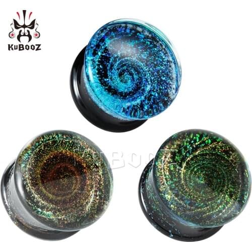 Fashion Round Multi-Color Glass Ear Piercing Plugs Strechers Fake Earrrings Romantic Gift For Unsex 6mm to 25mm