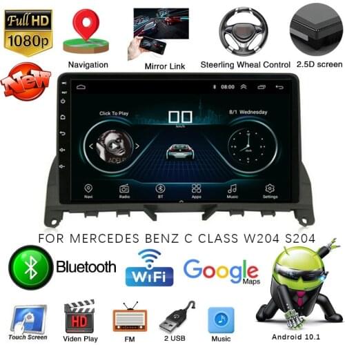 Android 10.1 GPS navigation car radio auto stereo WIFI Car Multimedia Player For Mercedes Benz C Class W204 S204 2007 - 2010