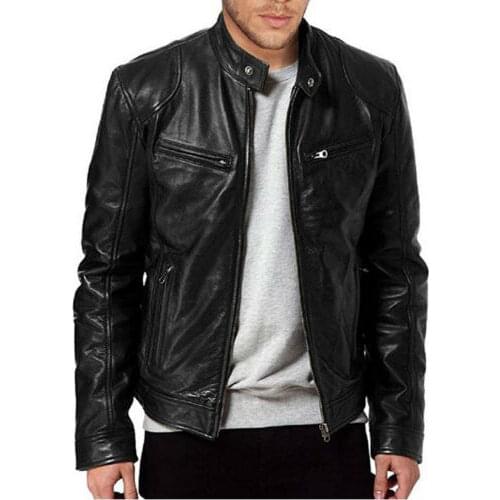 UK Men Lambskin Leather Jacket BLACK & BROWN 2019 New Fashion Man Winter Warm Slim Fit Zipper Biker Jacket Coat Streewear