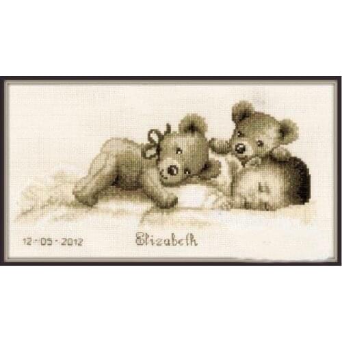 Higher Cotton FREE Shipping Top Quality popular counted cross stitch kit birth certificate baby infant sleeping and bear
