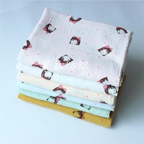 New Double Cotton Gauze Cartoon Crepe Seersucker Fabric for Childrens Wear