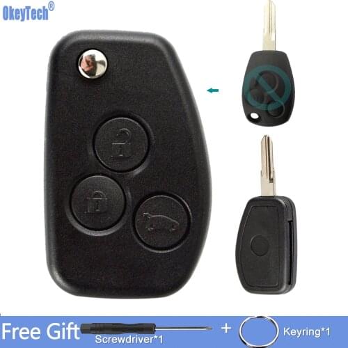 OkeyTech 2/3Buttons Modified Flip Remote Key Shell For Renault Dacia Modus Logan Clio Espace Nissan VC102/206 Blade Case Fob