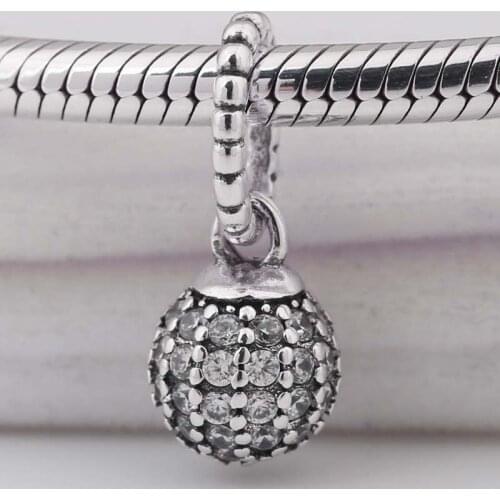 Original Pave Ball With Crystal Pendant Bead Fit 925 Sterling Silver Bead Charm Bracelet Diy Jewelry