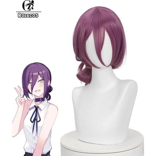 ROLECOS Anime Chainsaw Man Reze Cosplay Wig 45cm Purple Women Wigs Halloween Heat Resistant Synthetic Hair