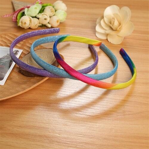 Korean Style Women Covered Hairbands Satin Headband Cute Rainbow Ribbon Hairband DIY Headdress 10Pcs/Lot Girls Hair Accessories