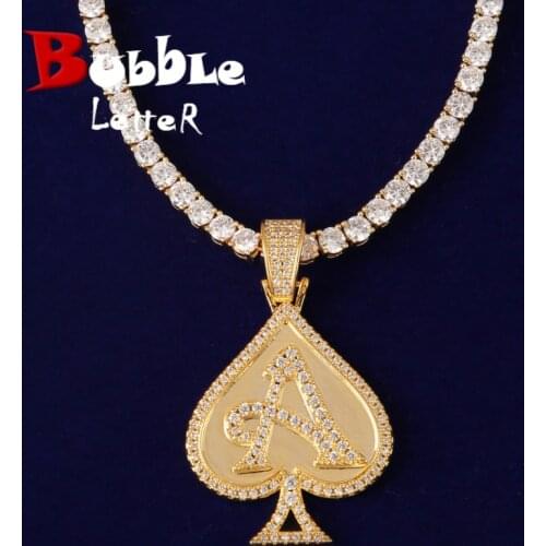 Poker Heart Pendant Gold Color Plated AAA Cubic Zircon Mens Hip Hop Rock Jewelry