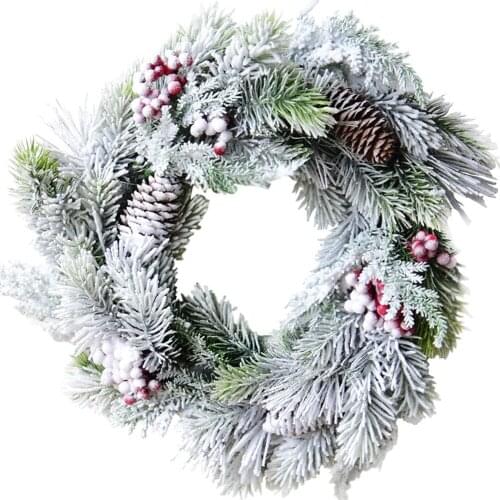 2020Christmas wreath flocking cedar Christmas door hanging European-style decorations Merry Christmas home Christmas decorations