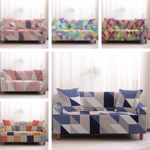1/2/3/4 Seater Sectional L Shape Stretchable Slipcover Plaid Pattern Elastic Sofa Cover Sofa for Living Room Non-Slip Protector