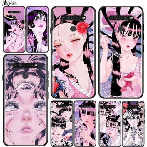 Shintaro kago Horror cartoons for LG G8 G8S G8X V30 V35 V40 V50 V60 ThinQ Q60 K40 K50 K51 K61 K71 K92 K62 Soft Black Phone Case