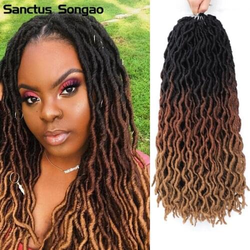 Crochet Hair 18Inch Ombre Crochet Hair Faux Locs African Roots Dreadlocs Synthetic Braiding Hair Extensions For Black Women