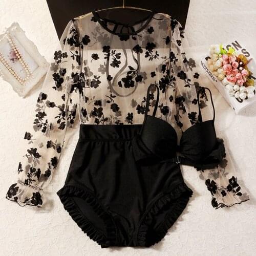 STAERK 2021 new fairy model sexy two piece suit long sleeve sunscreen cover belly show thin one piece swimsuit female summer